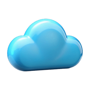 3D Render Blue Cloud Icon with Transparent Background