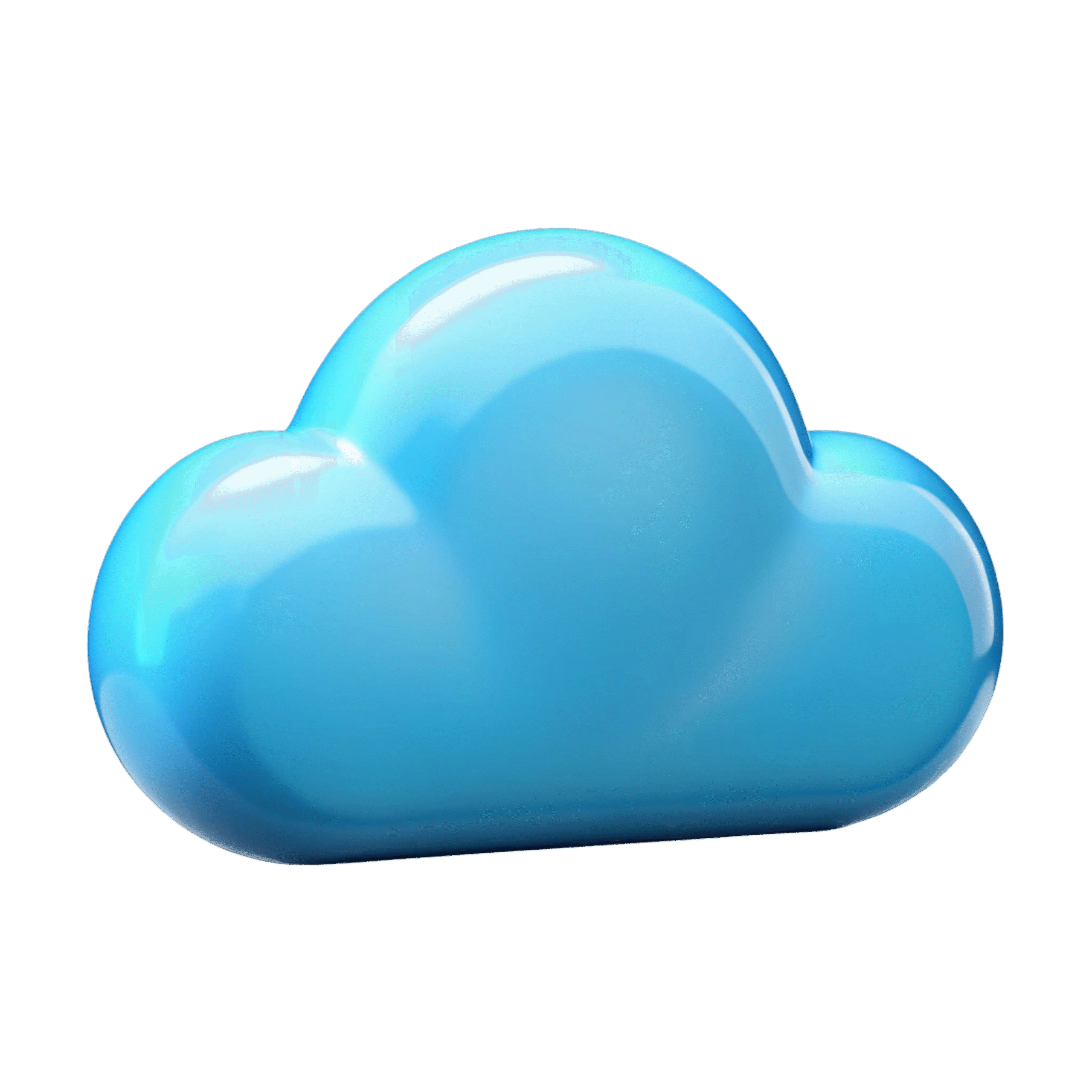 3d render blue cloud icon on transparent background scaled